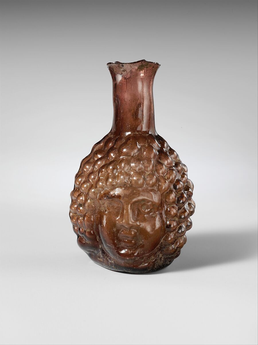 Glass double head-shaped flask, Glass, Roman 