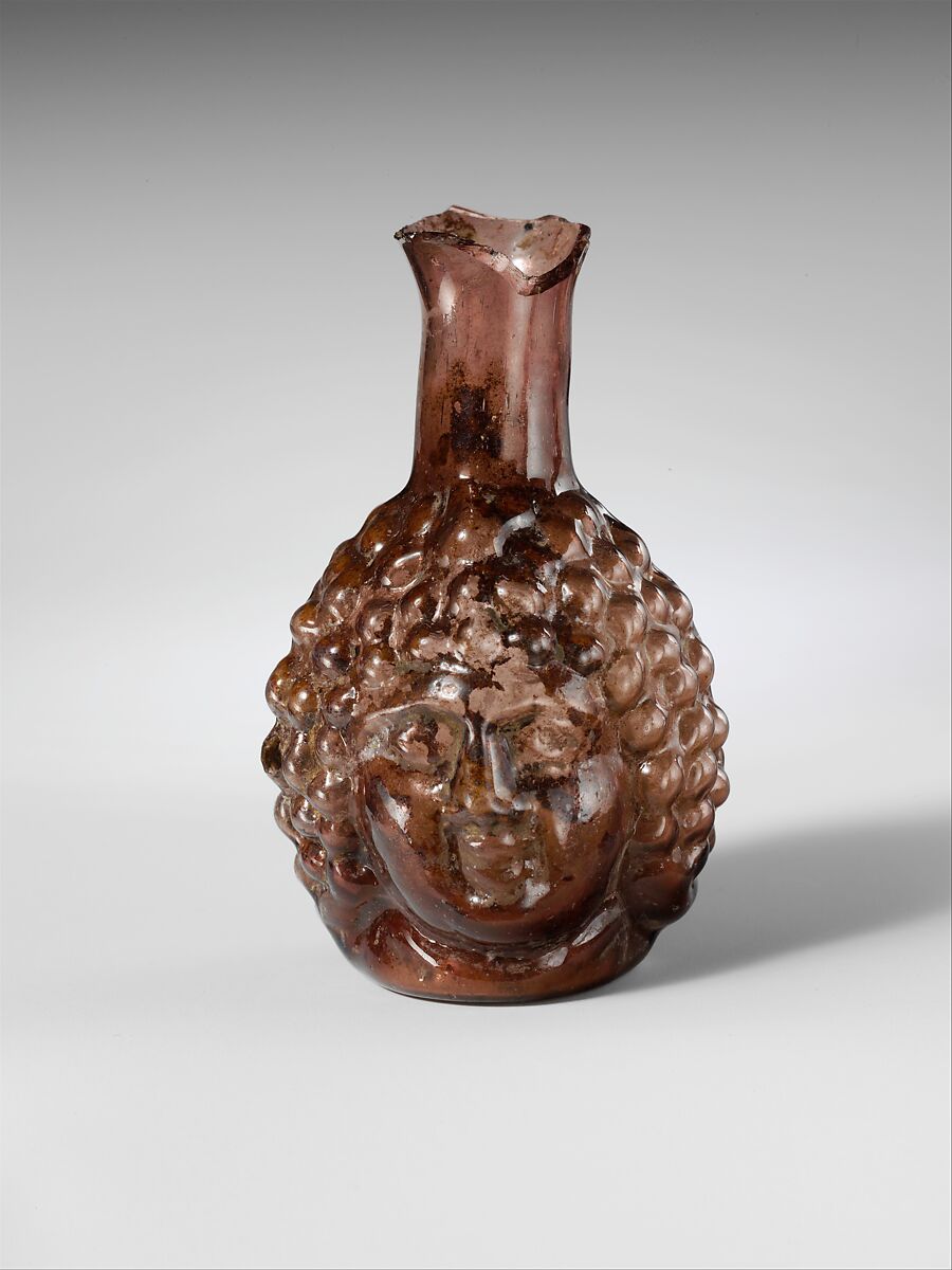 Glass double head-shaped flask, Glass, Roman