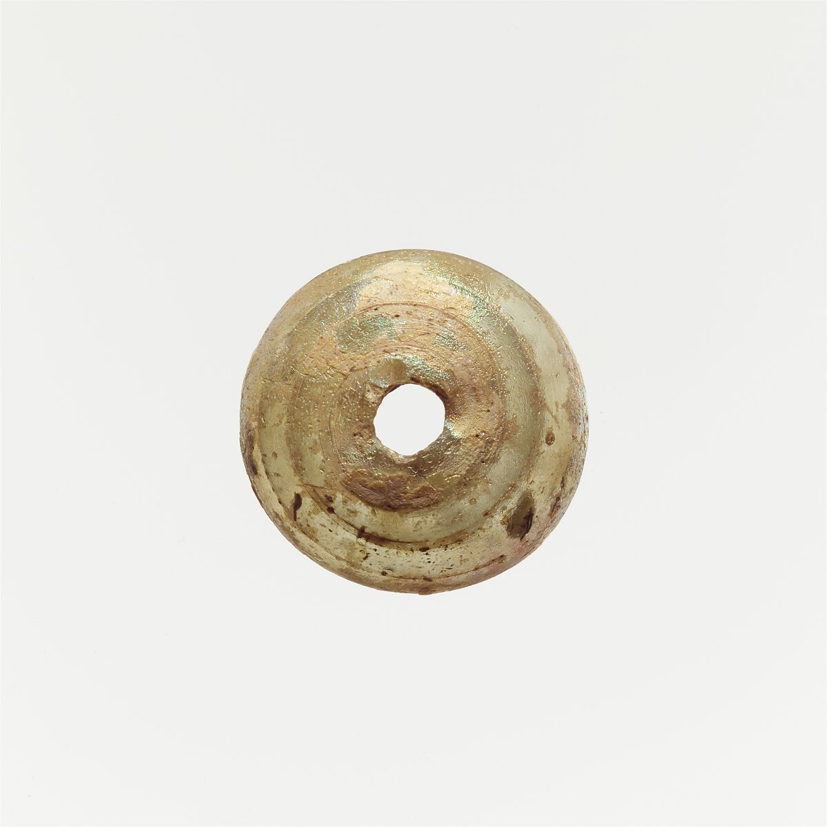 Glass spindle whorl, Glass, Roman 