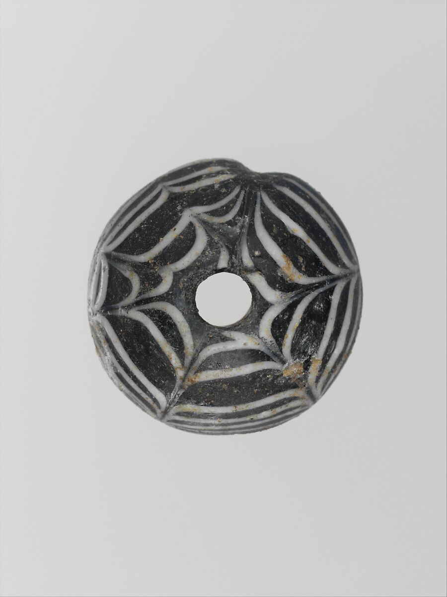 Glass spindle whorl, Glass, Roman 