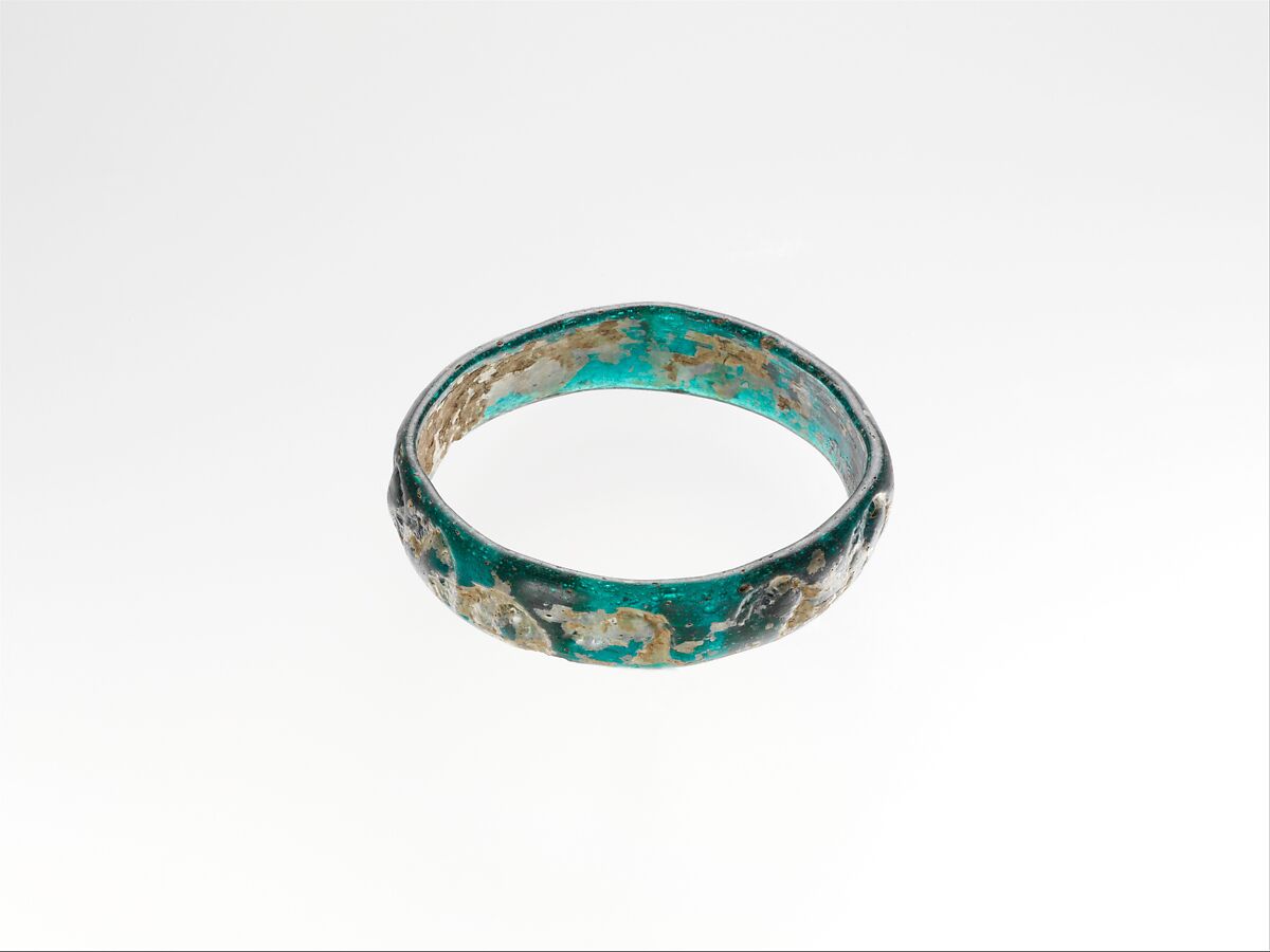 Glass bracelet with impressed decoration, Glass, Roman 