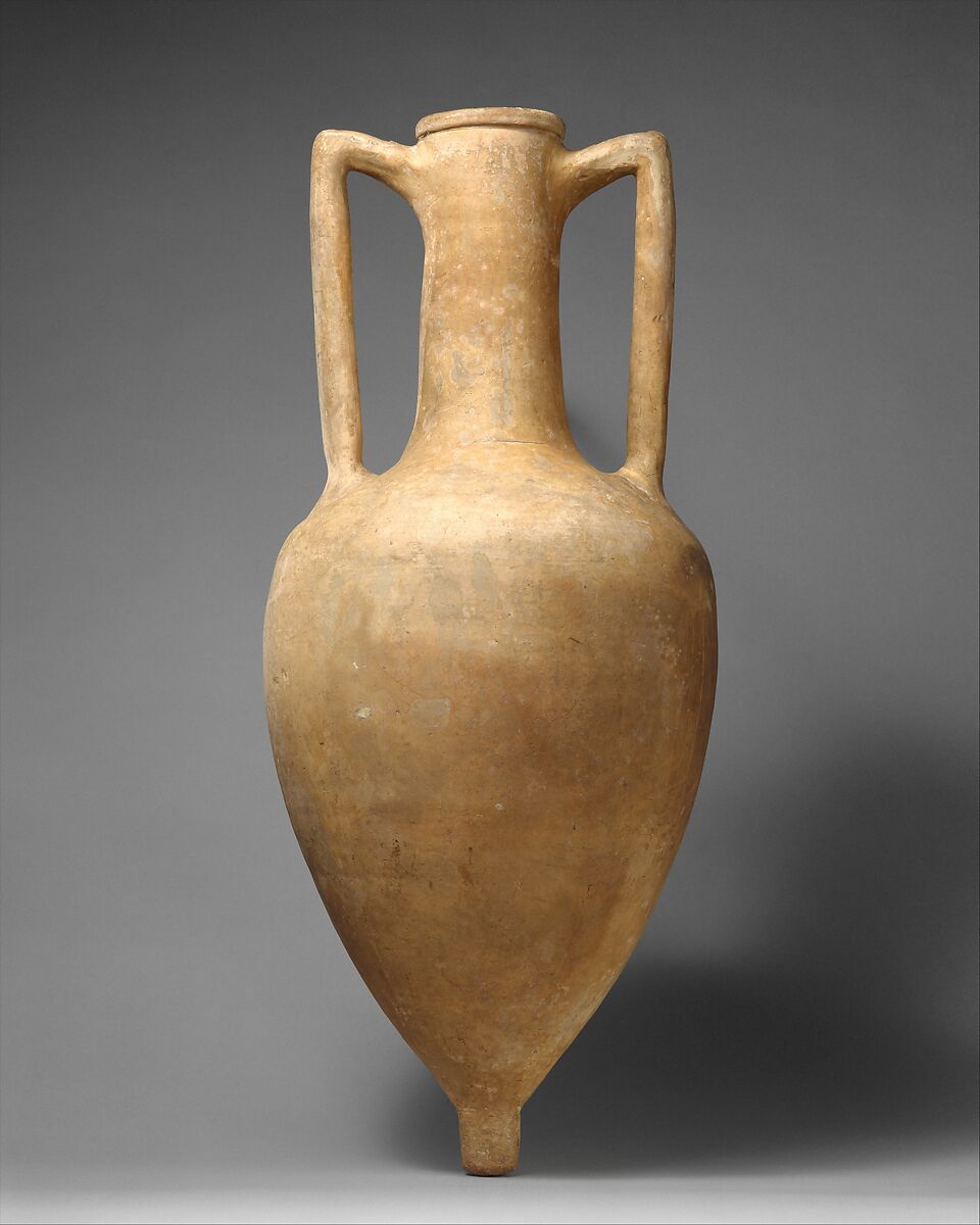 Terracotta transport amphora, Terracotta, Greek, Rhodian 