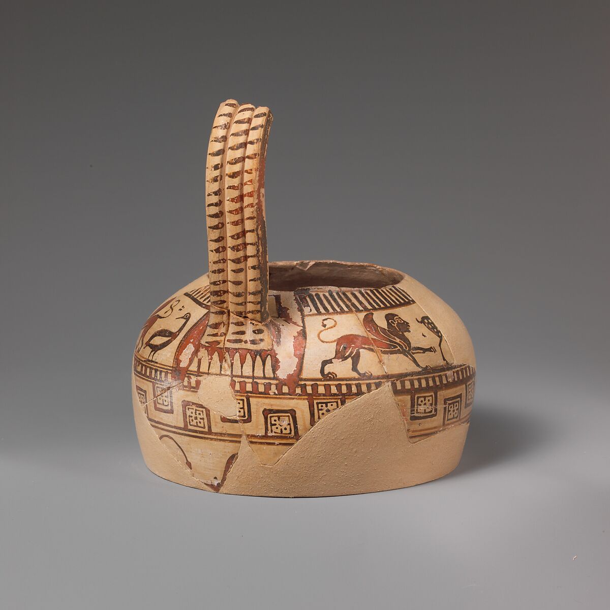 Fragment of a terracotta oinochoe (jug), Attributed to the Altenburg Painter, Terracotta, East Greek, Milesian, Fikellura