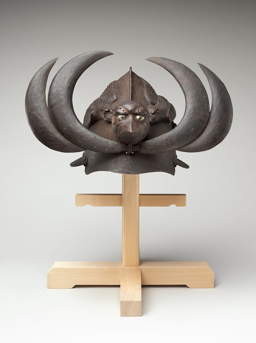 Exotic Helmet with Tengu Mask and Crows, Iron, Japanese