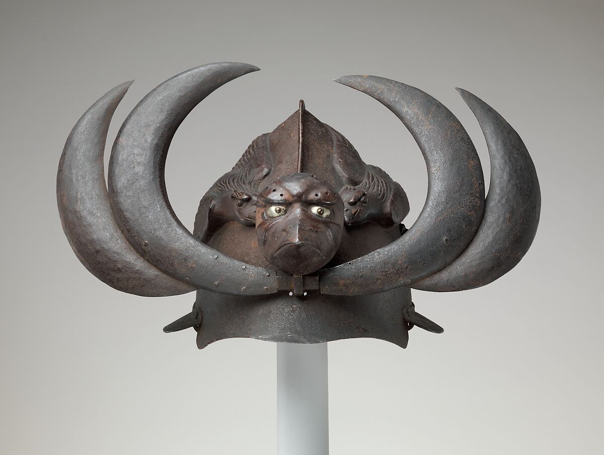 Exotic Helmet with Tengu Mask and Crows, Iron, Japanese 