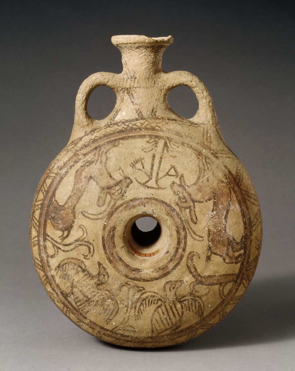 Terracotta lentoid flask, Terracotta, Levantine