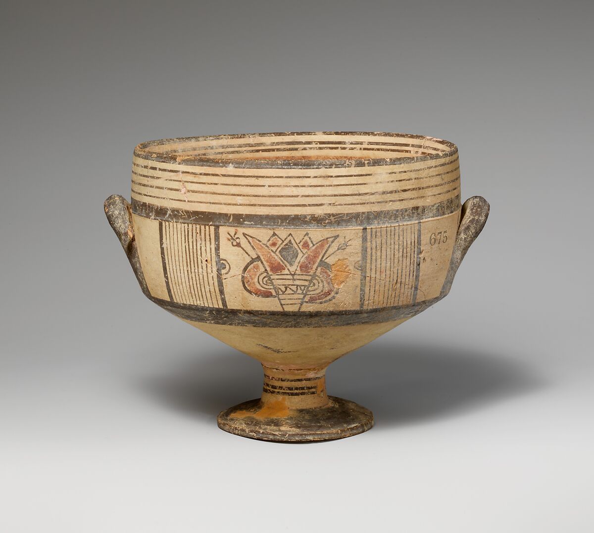 Terracotta footed bowl, Terracotta, Cypriot 