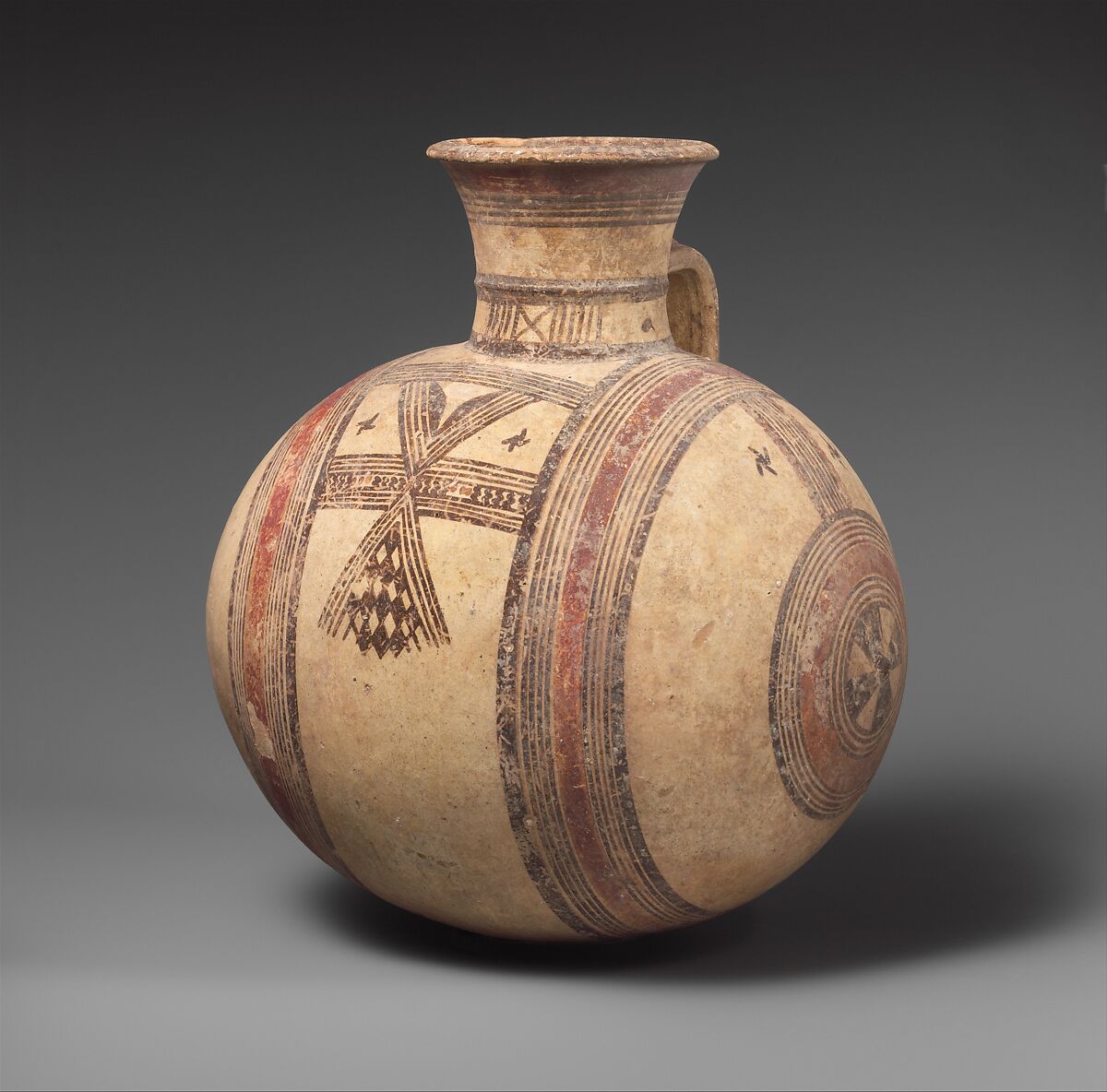 Terracotta barrel-shaped jug, Terracotta, Cypriot 