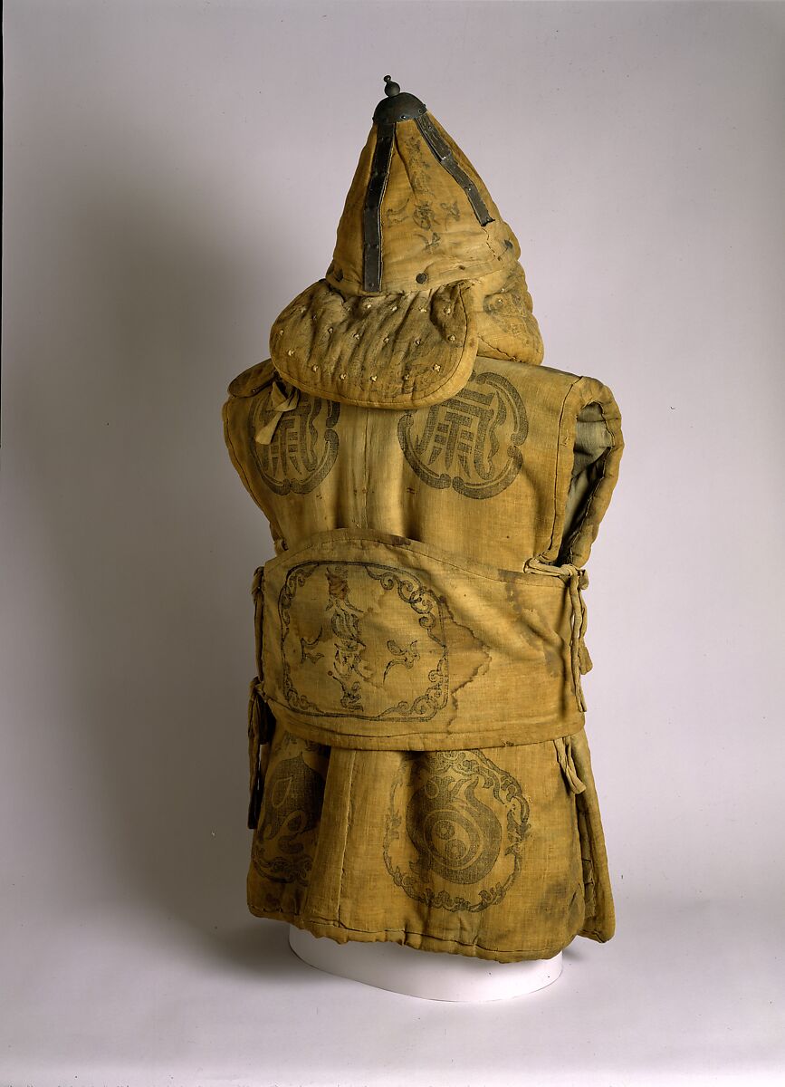 Fabric Armor and Helmet with Buddhist and Taoist symbols, Cotton, hemp, copper alloy, iron, Korean