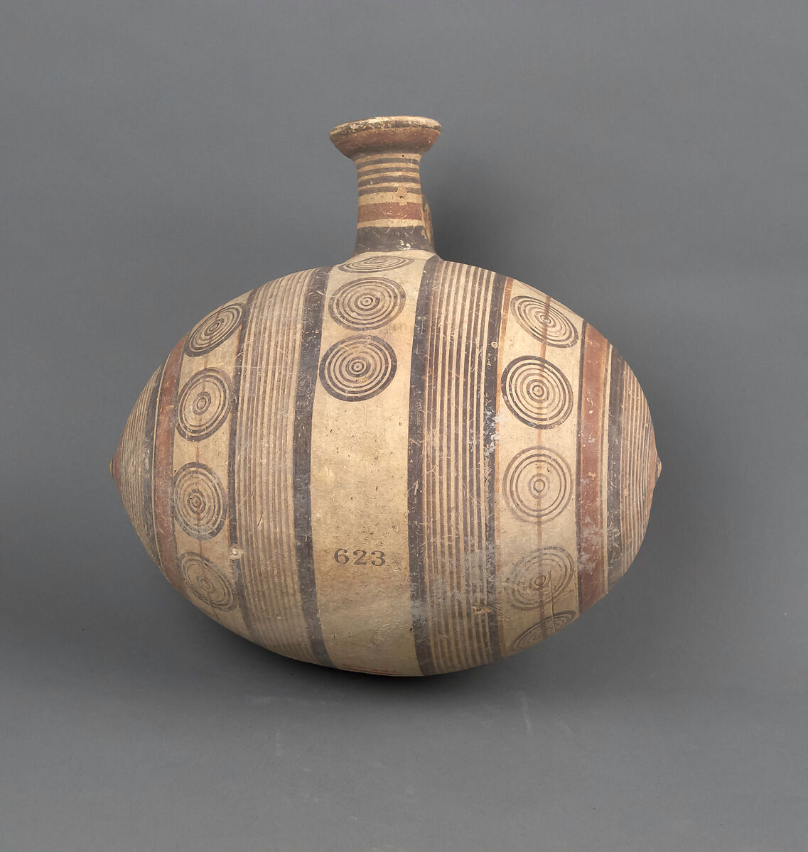 Jug, barrel-shaped, Terracotta, Cypriot 