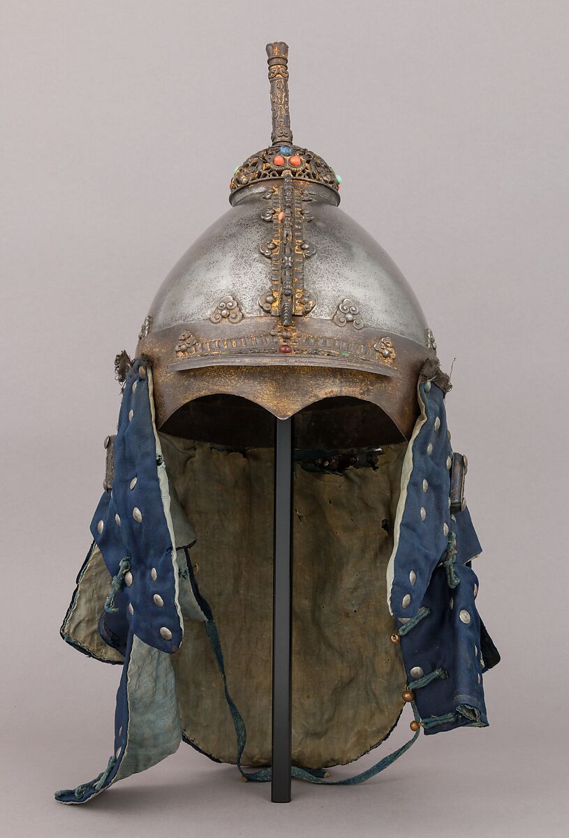 Ceremonial Armors for Man (<i>Dingjia</i>) and Horse, Steel, gold, silver, velvet, satin, iron, coral, malachite, turquoise, crystal, silk, cotton, brass, pearls, marten, feathers (kingfisher), paper, lacquer, Chinese