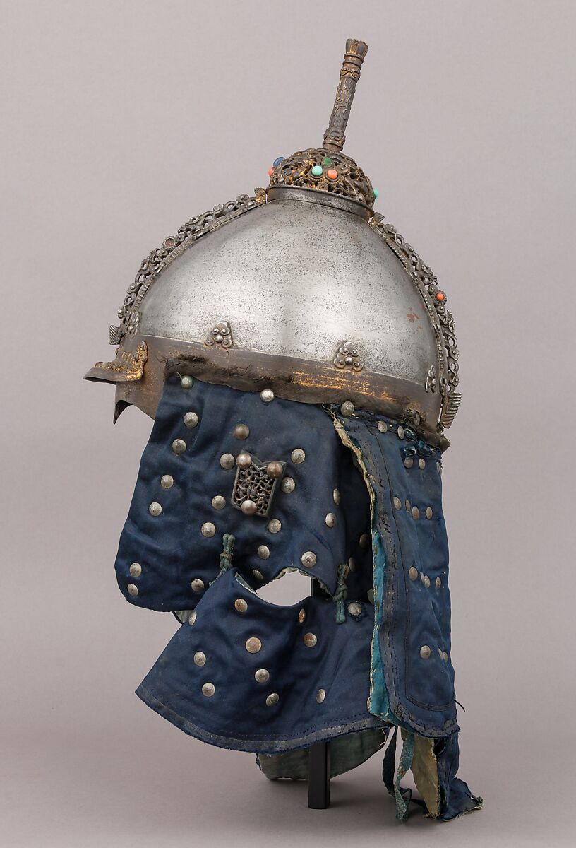Ceremonial Armors for Man (<i>Dingjia</i>) and Horse, Steel, gold, silver, velvet, satin, iron, coral, malachite, turquoise, crystal, silk, cotton, brass, pearls, marten, feathers (kingfisher), paper, lacquer, Chinese
