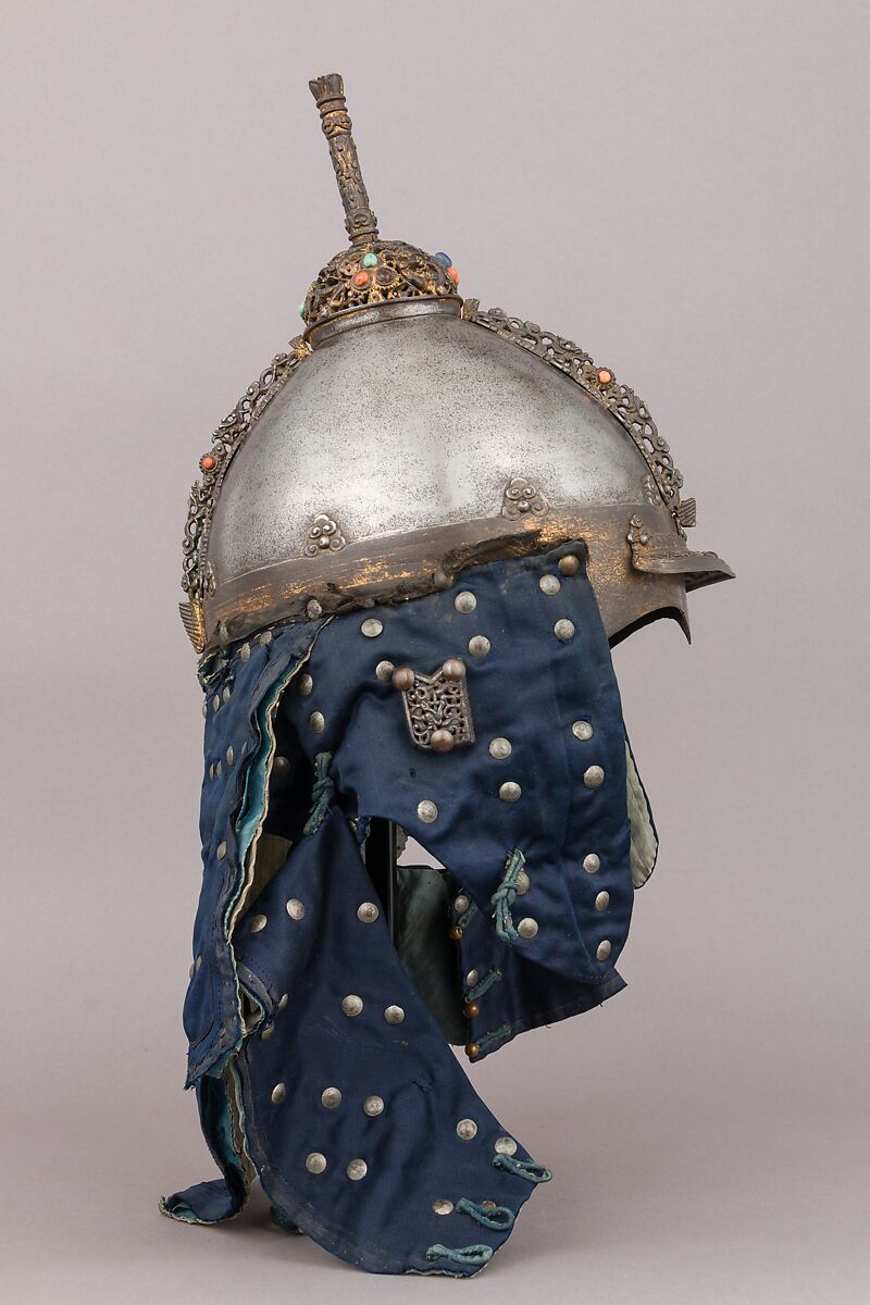 Ceremonial Armors for Man (<i>Dingjia</i>) and Horse, Steel, gold, silver, velvet, satin, iron, coral, malachite, turquoise, crystal, silk, cotton, brass, pearls, marten, feathers (kingfisher), paper, lacquer, Chinese