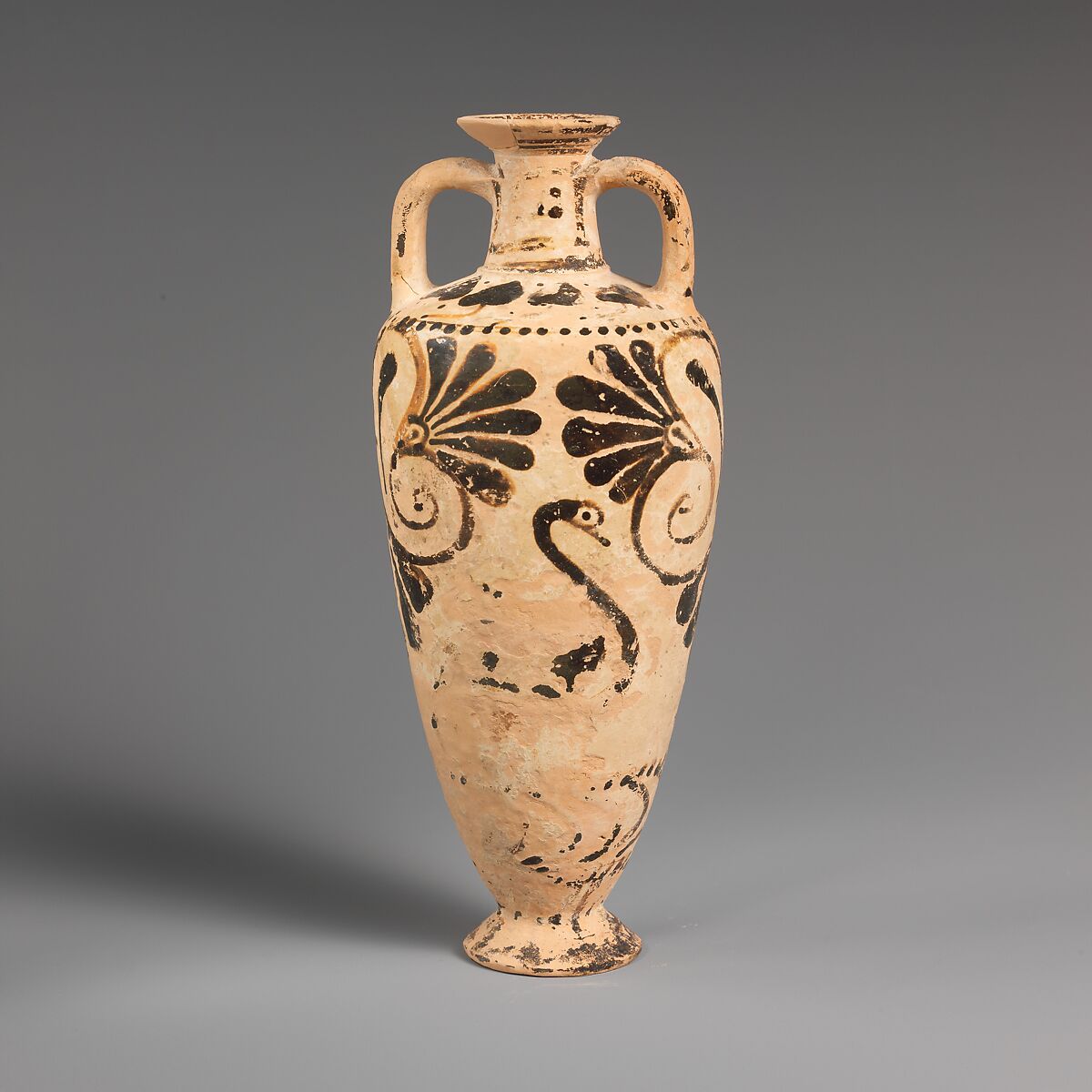 Terracotta amphoriskos (oil flask), Terracotta, East Greek, Milesian, Fikellura 