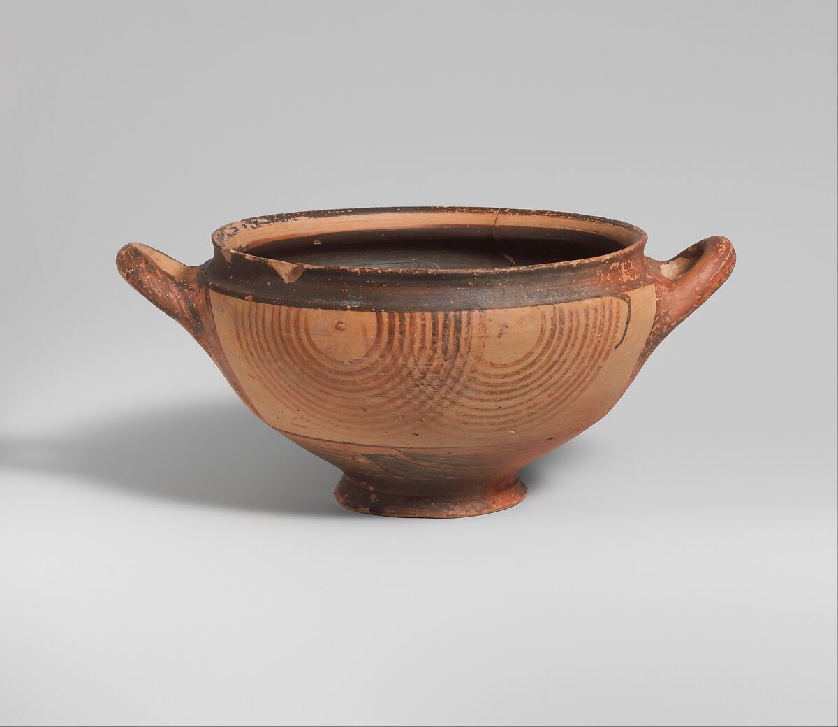 Terracotta skyphos (deep drinking cup), Terracotta, Greek, Euboean 