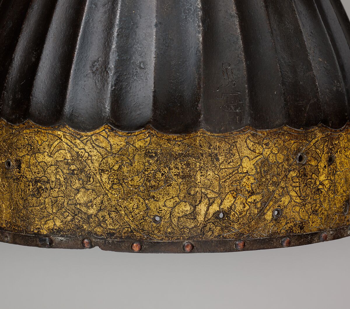 Helmet, Steel, copper alloy, gold, Turkish