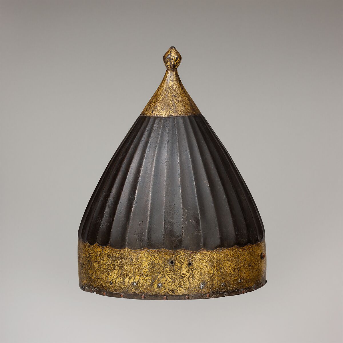 Helmet, Steel, copper alloy, gold, Turkish 