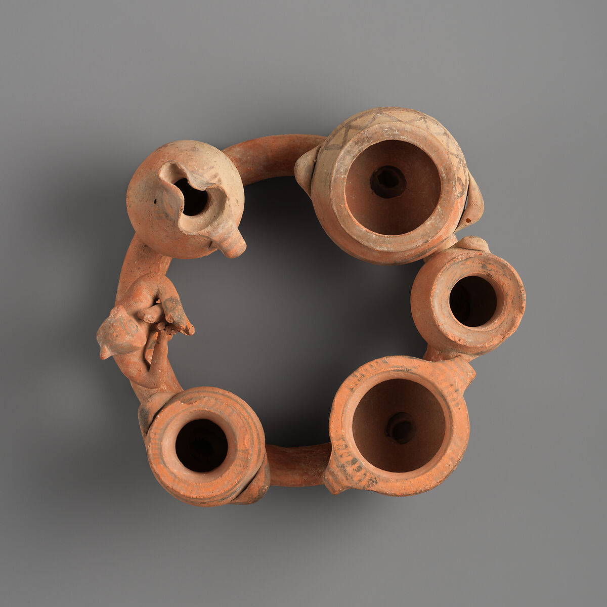 Terracotta ring-kernos (offering vase), Terracotta, Cypriot