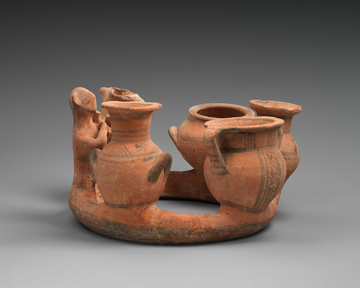 Terracotta ring-kernos (offering vase), Terracotta, Cypriot
