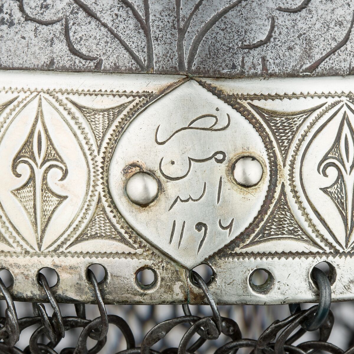 Helmet, Steel, silver, niello, Turkish