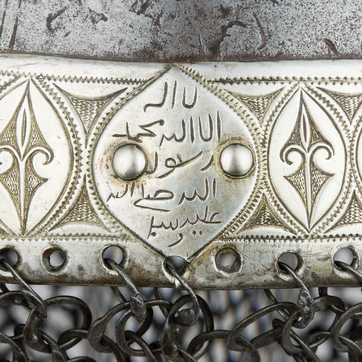 Helmet, Steel, silver, niello, Turkish
