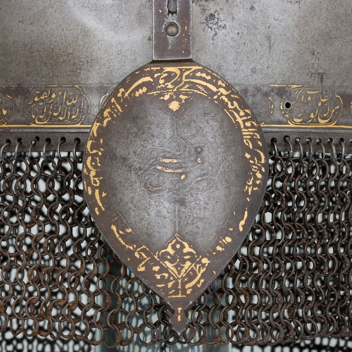 Helmet, Steel, iron, gold, Indian, Deccan, possibly Golconda