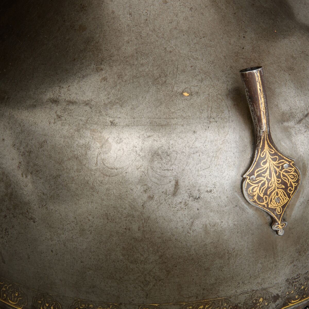 Helmet, Steel, iron, gold, Indian, Deccan, possibly Golconda