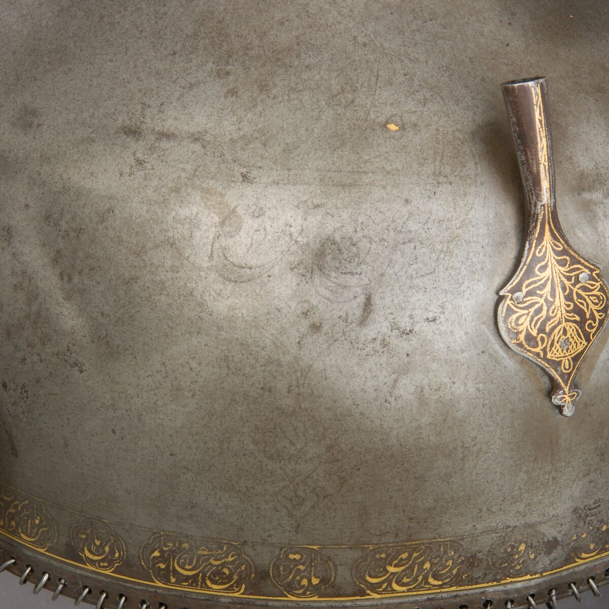 Helmet, Steel, iron, gold, Indian, Deccan, possibly Golconda