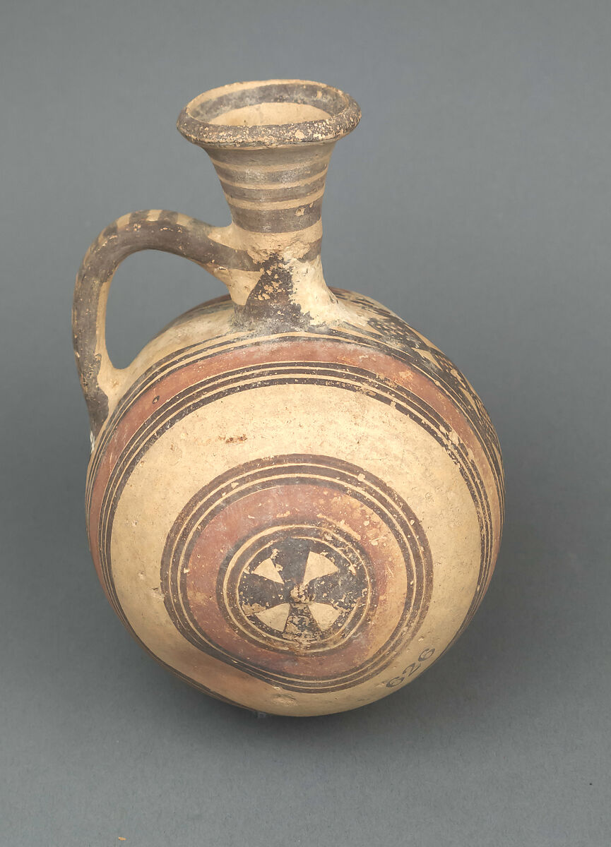 Jug, barrel-shaped, Terracotta, Cypriot 