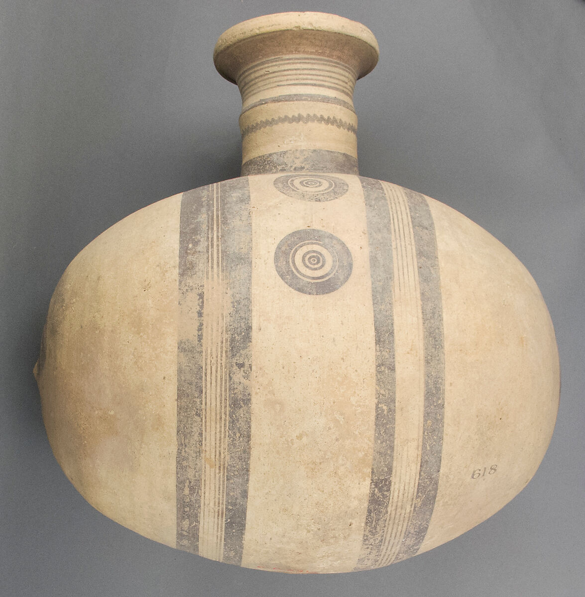 Jug, barrel-shaped, Terracotta, Cypriot 
