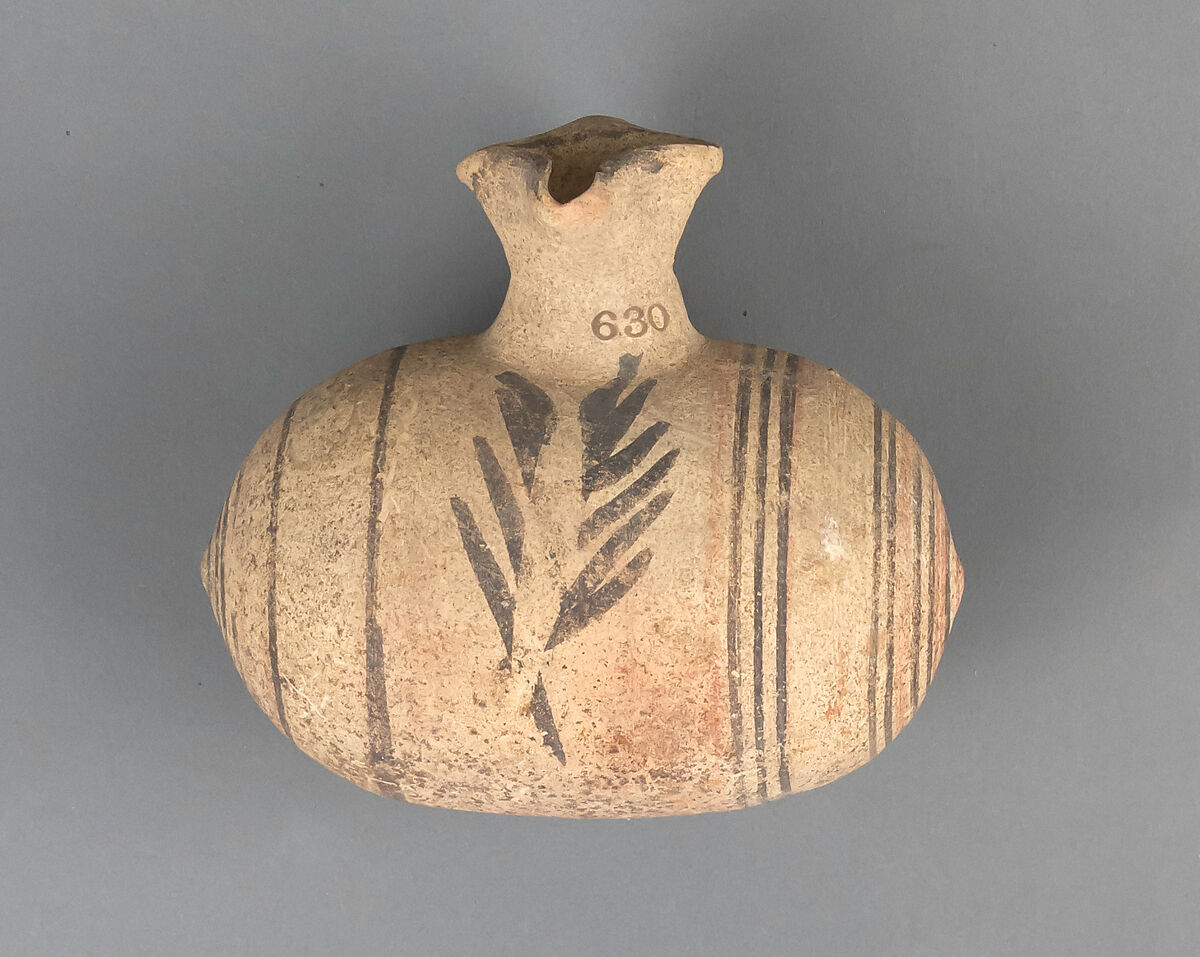 Jug, barrel-shaped, Terracotta, Cypriot 