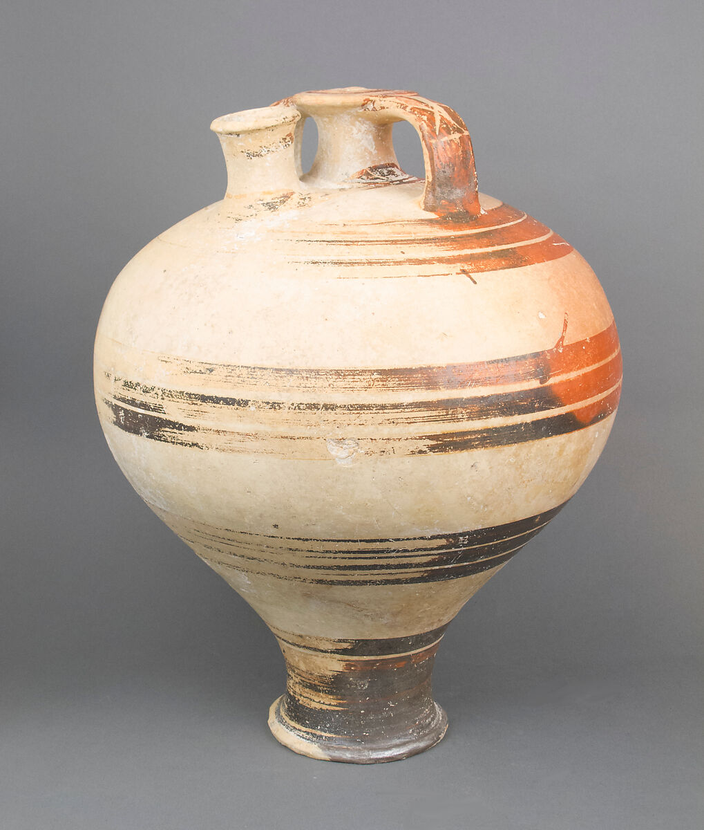 Terracotta stirrup jar, Terracotta, Helladic, Mycenaean 