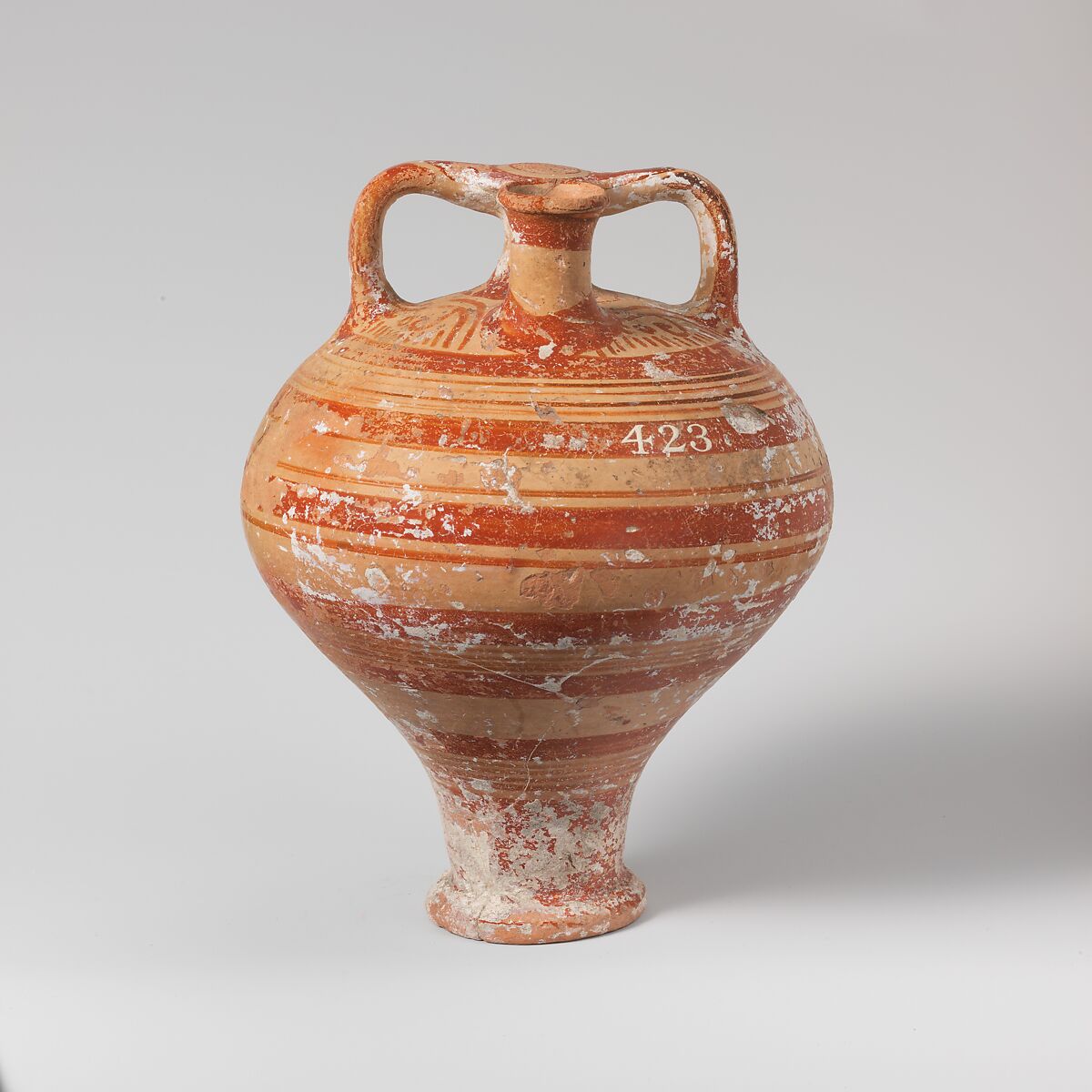 Terracotta stirrup jar, Terracotta, Mycenaean 