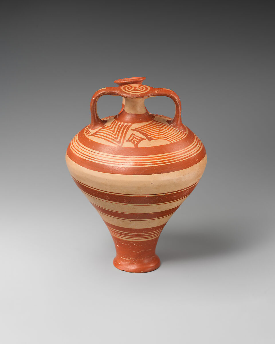 Terracotta stirrup jar, Terracotta, Mycenaean