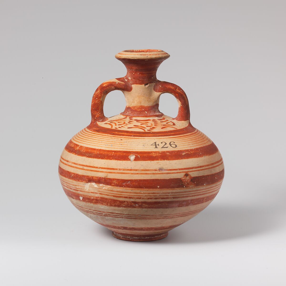 Terracotta globular flask, Terracotta, Mycenaean 