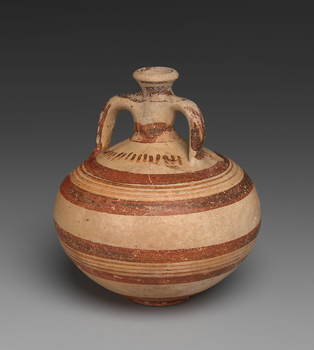 Terracotta globular flask, Terracotta, Mycenaean or Cypro-Mycenaean