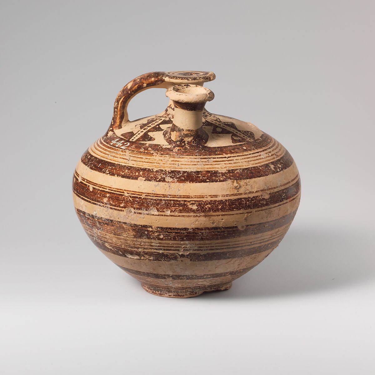 Terracotta stirrup jar, Terracotta, Mycenaean