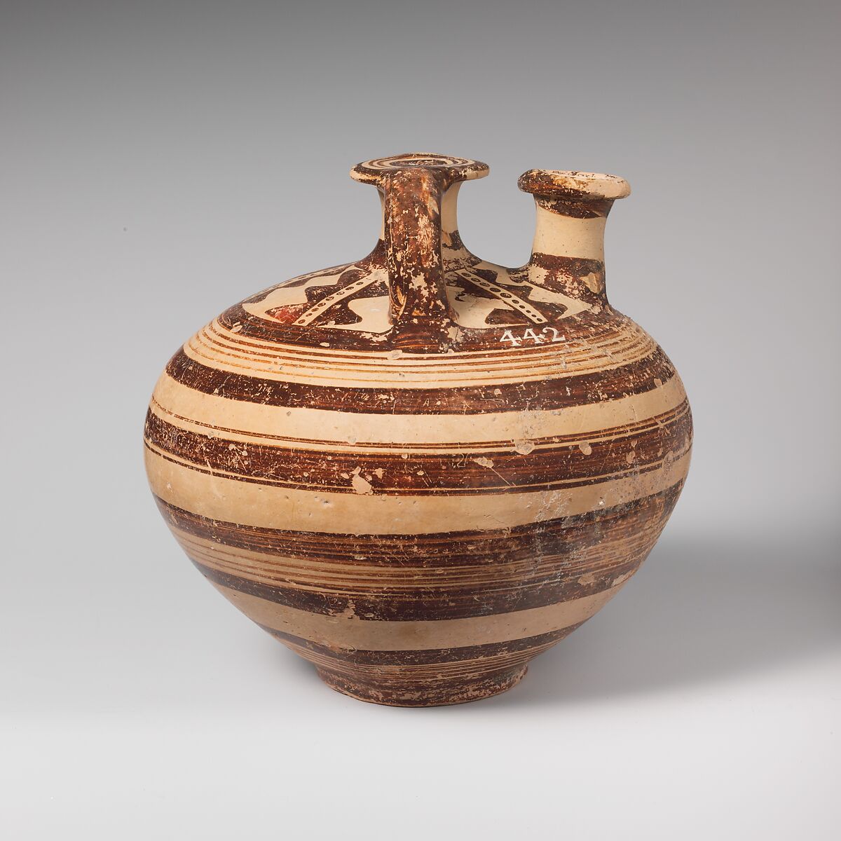 Terracotta stirrup jar, Terracotta, Mycenaean 
