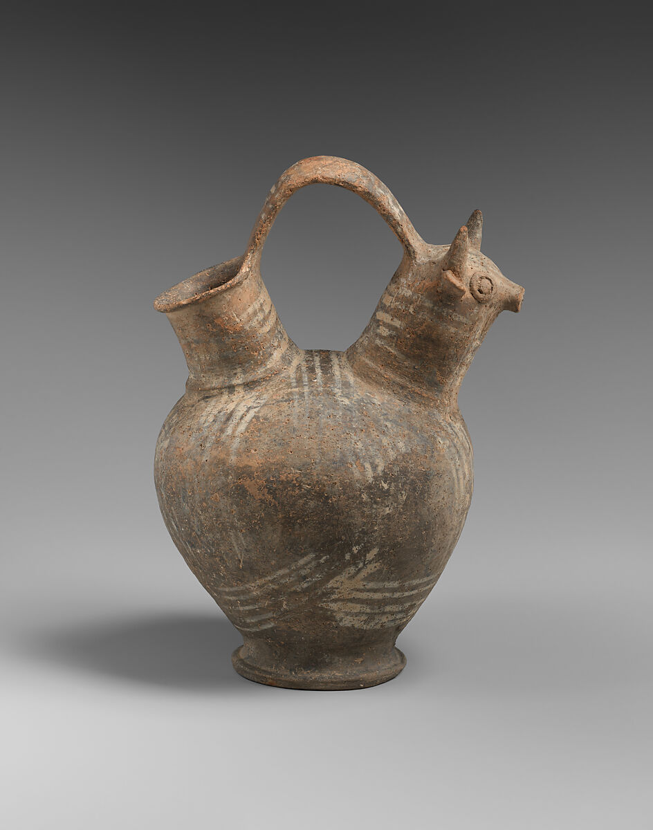 Terracotta askos (vessel) with bull protome, Terracotta, Cypriot 