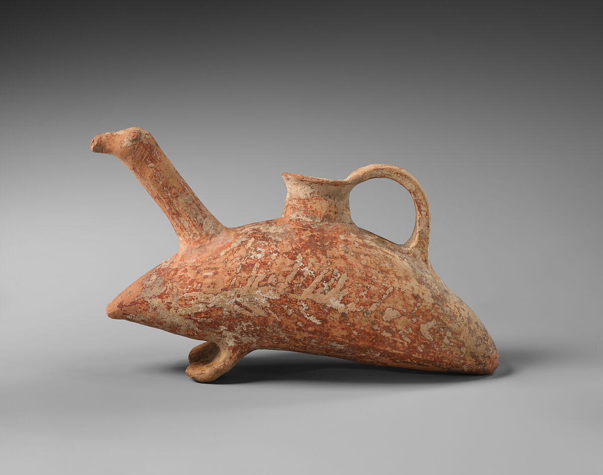 Terracotta askos (vessel) in the form of a bird or turtle, Terracotta, Cypriot 
