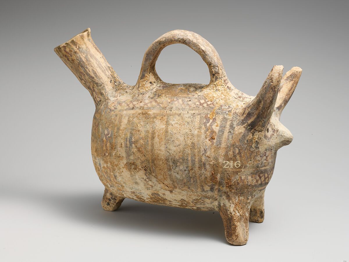 Terracotta zoomorphic askos (vessel), Terracotta, Cypriot 