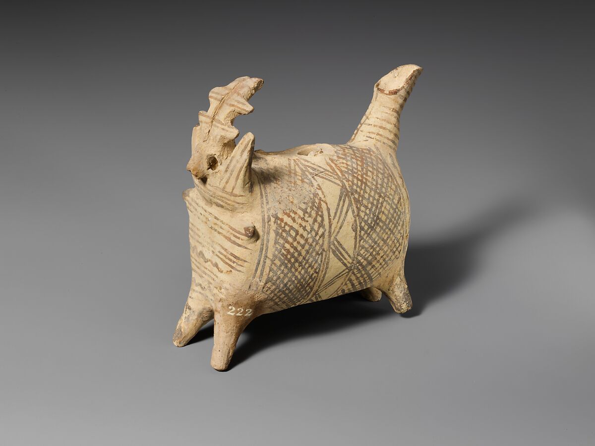 Terracotta zoomorphic askos (vessel), Terracotta, Cypriot 