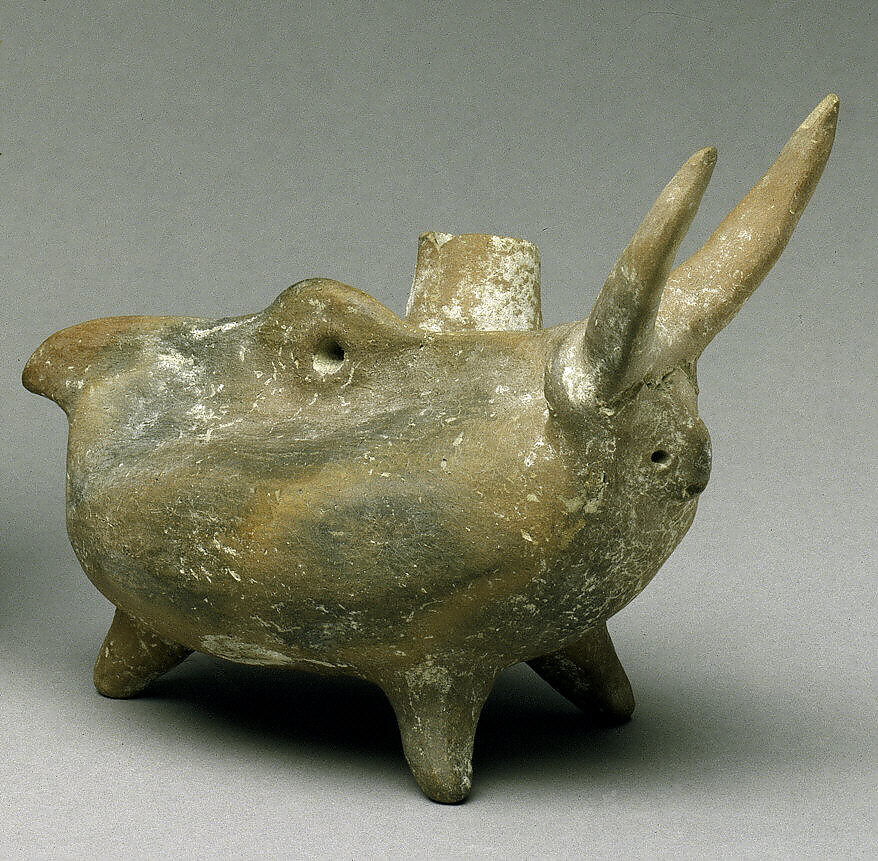 Terracotta askos (vessel) in the form of an animal, Terracotta, Cypriot 