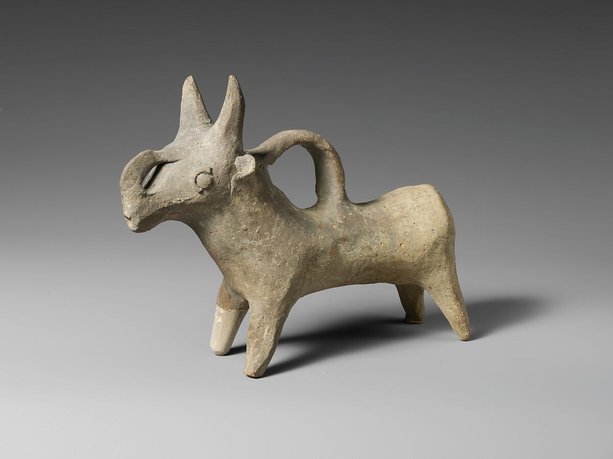 Terracotta vase in the form of a bull, Terracotta, Cypriot 