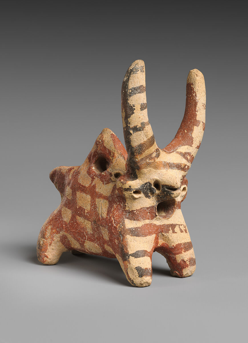 Terracotta askos (vessel) in the form of a bull, Terracotta, Cypriot 
