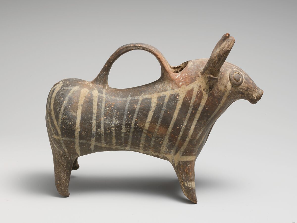 Terracotta vase in the form of a bull, Terracotta, Cypriot