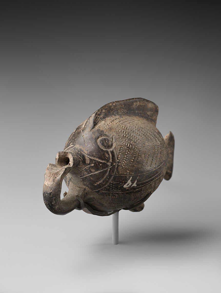 Terracotta vase in the form of a fish, Terracotta, Egyptian