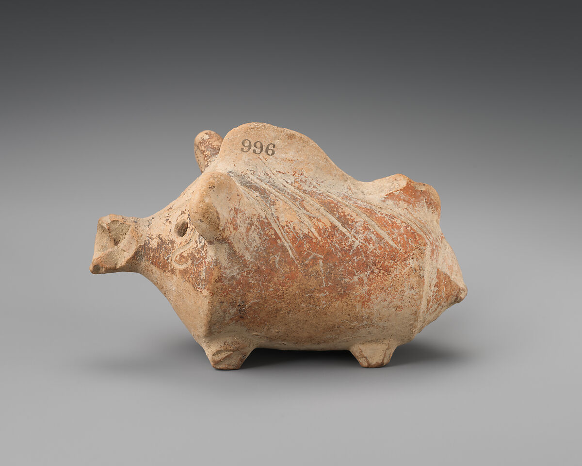 Terracotta rattle in the form of a pig, Terracotta, Cypriot