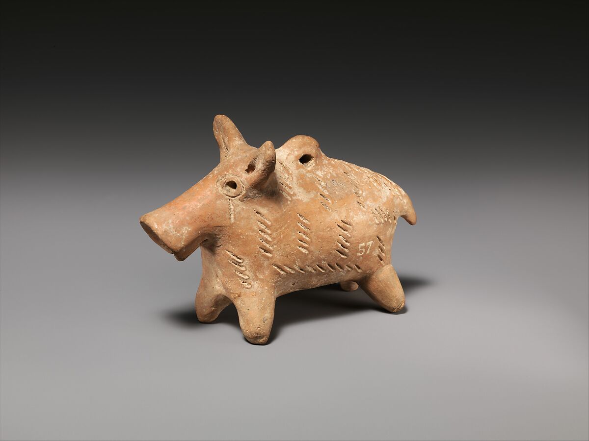 Terracotta boar figurine, Terracotta, Cypriot 