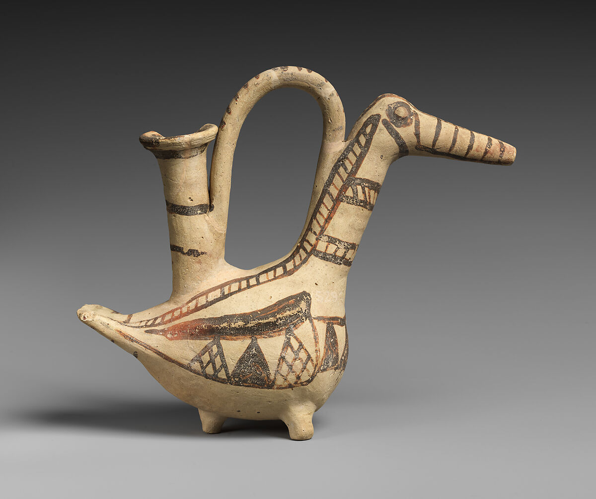 Terracotta askos (vessel) in the form of a bird, Terracotta, Cypriot 